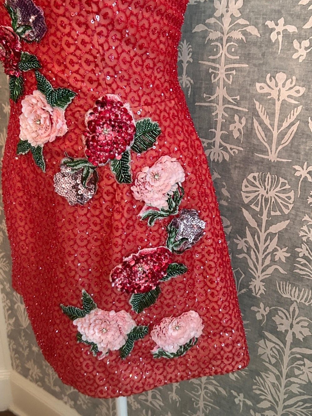 HELSI Frida Strapless Beaded Floral Appliqué Mini Dress- Small - Picture 3 of 16